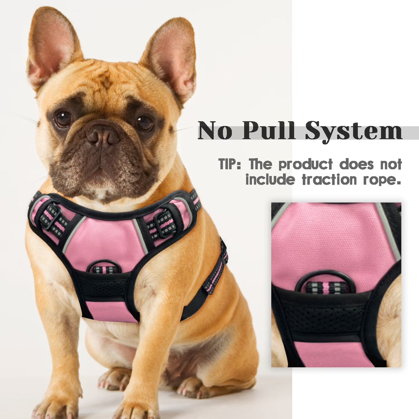 No Pull Dog Harness, Adjustable Dog Walking Harness with Breathable Padded Vest, Reflective Safe Comfort Pet Vest with Easy Control Handle for Small Medium Large Dogs,Pink/L