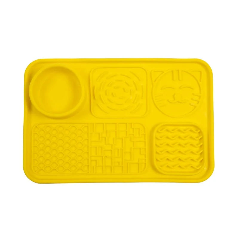Dog Licking Mat Pet Licking Pad Suction Cup Licking Slow Feeding Mat Anti-Choking Slow Feeding Bowl