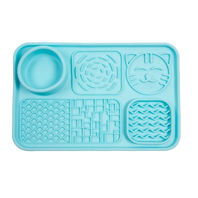 Dog Licking Mat Pet Licking Pad Suction Cup Licking Slow Feeding Mat Anti-Choking Slow Feeding Bowl
