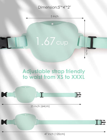 Dog Treat Pouch with Training Clicker, Upgrade Stronger Magnetic Closure to Avoid Spilling, 1.67 Cup Silicone Treat Bag Fanny Pack with Waist Belt for Pet Training Walking (Green)