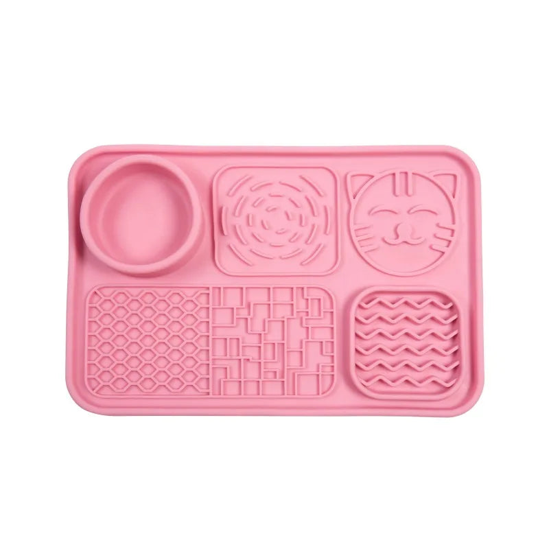 Dog Licking Mat Pet Licking Pad Suction Cup Licking Slow Feeding Mat Anti-Choking Slow Feeding Bowl