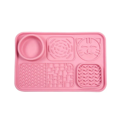 Dog Licking Mat Pet Licking Pad Suction Cup Licking Slow Feeding Mat Anti-Choking Slow Feeding Bowl