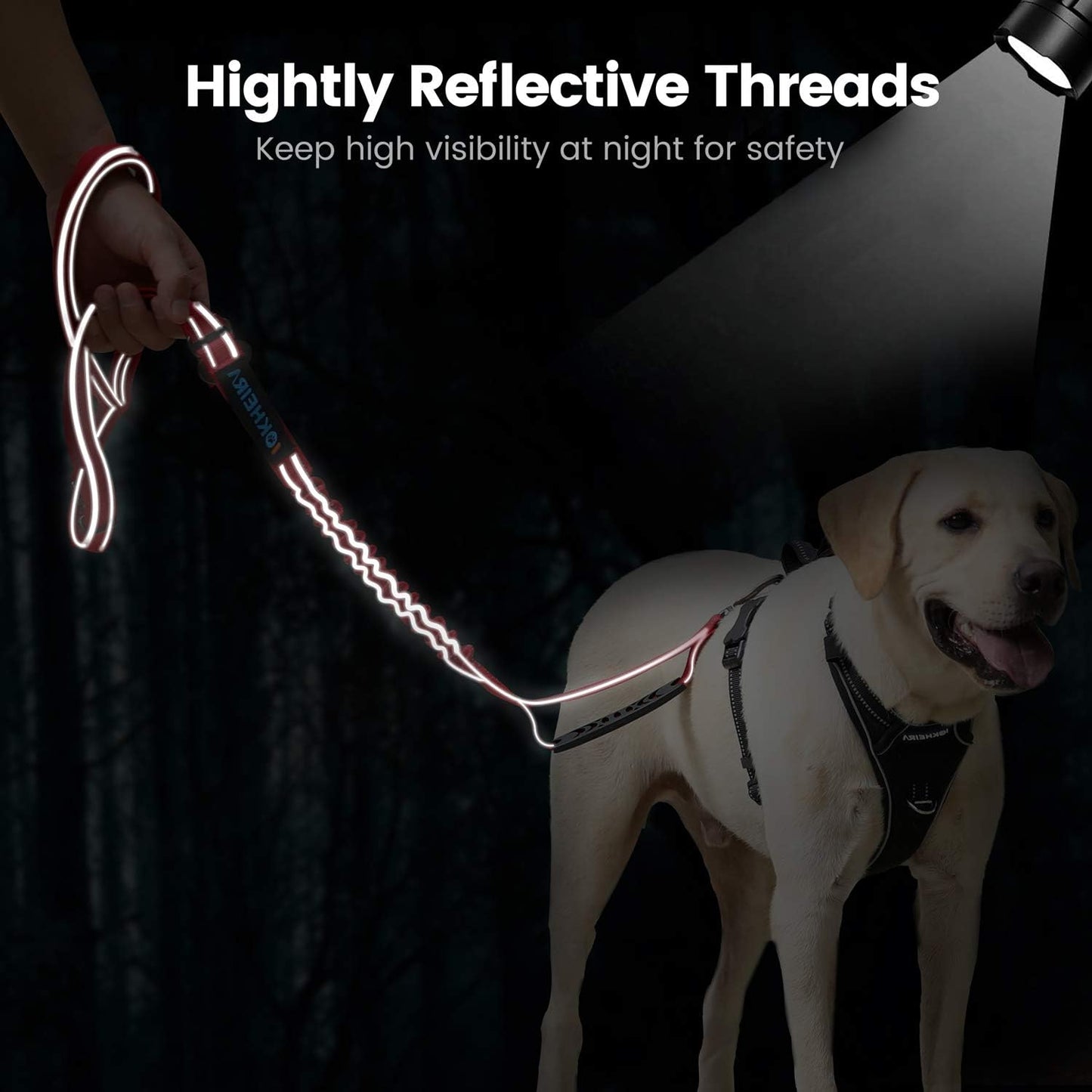 6Ft /4Ft Dog Leash Rope for Large Dogs, Heavy Duty with Comfortable Padded Handle and Highly Reflective Threads,4-In-1 Multifunctional Dog Leashes with Car Seat Belt for Training (Black)