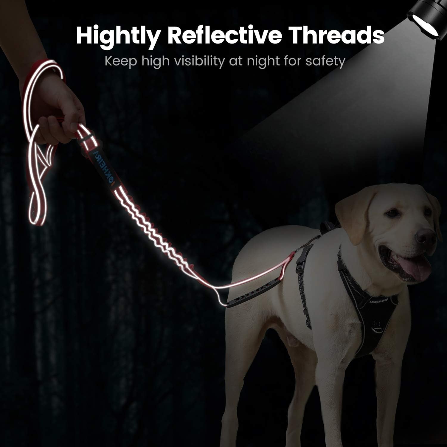 6Ft /4Ft Dog Leash Rope for Large Dogs, Heavy Duty with Comfortable Padded Handle and Highly Reflective Threads,4-In-1 Multifunctional Dog Leashes with Car Seat Belt for Training (Black)