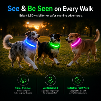 Rechargeable LED Dog Collar - Super Bright Safety Glow for Night Walks (Small, Green)