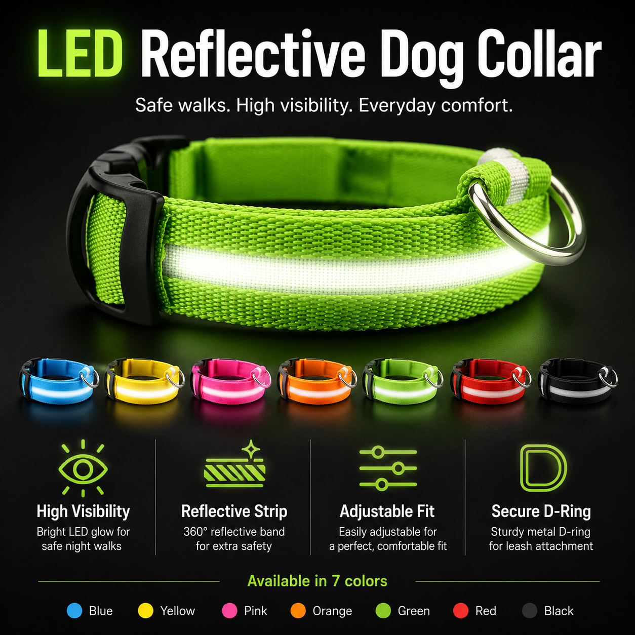 Rechargeable LED Dog Collar