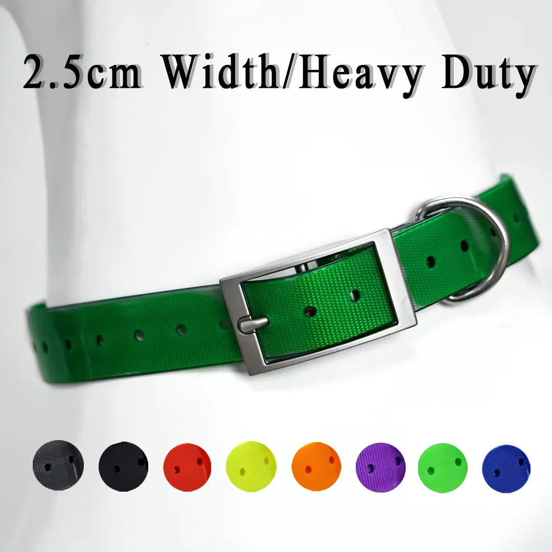 2.5Cm Wide Heavy Duty TPU Dog Collar Waterproof Hunting Adjustable Pet Collar 8 Colors for Large Medium Dogs Outdoor Training