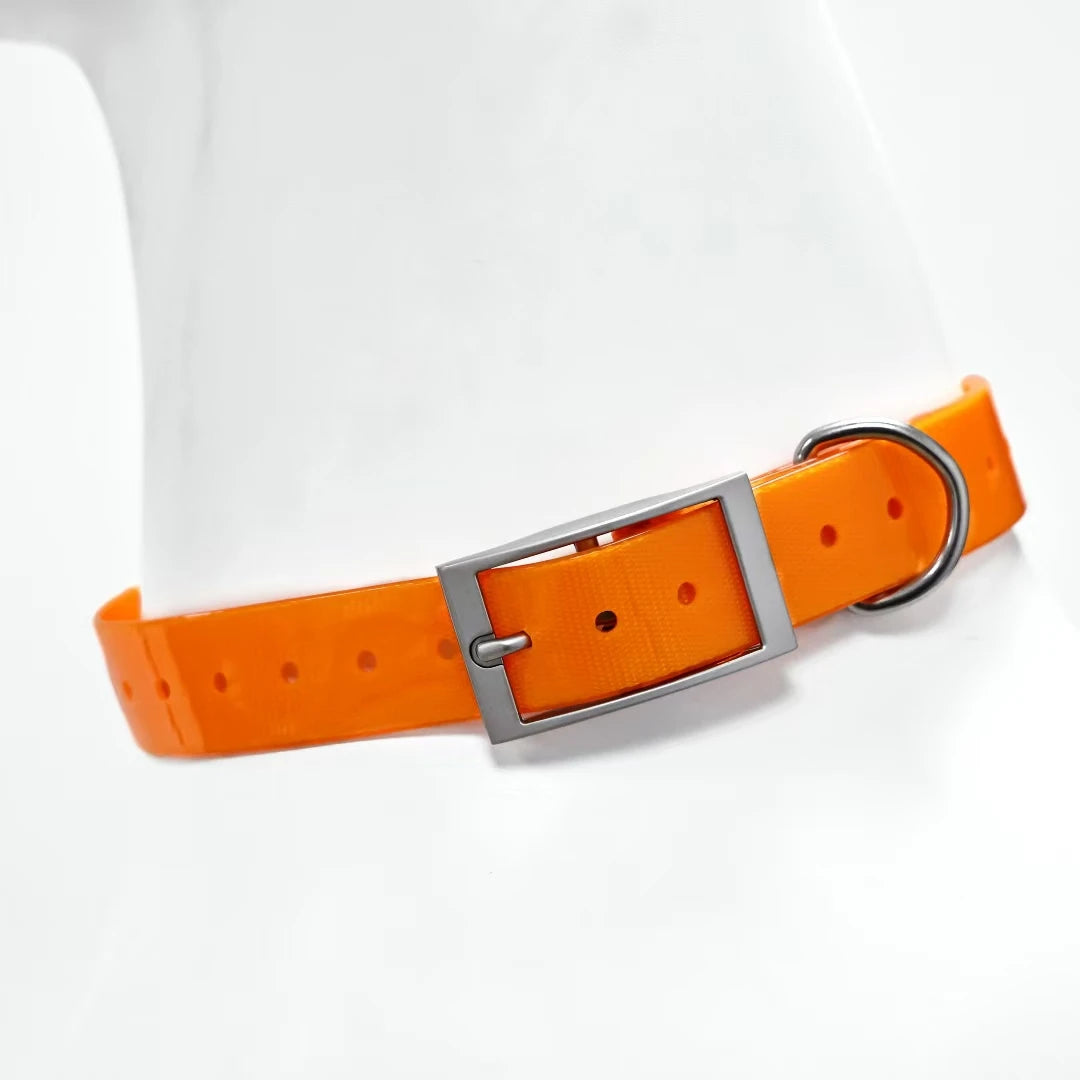 2.5Cm Wide Heavy Duty TPU Dog Collar Waterproof Hunting Adjustable Pet Collar 8 Colors for Large Medium Dogs Outdoor Training
