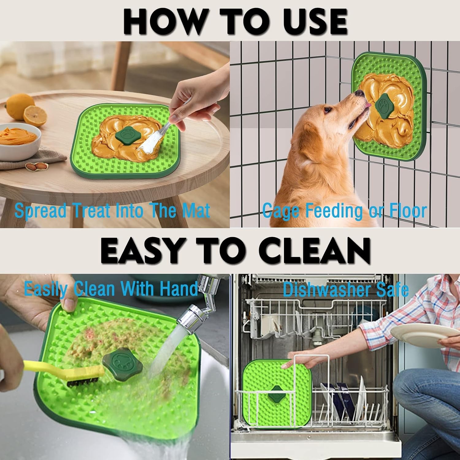 Licking Mat for Dogs Crate, 7.1" Large Dog Crate Lick Pads Slow Feeder, Lick Pad Crate Training Toy Crate Lick Mat, Suitable Peanut Butter, Yogurt, Etc, for Boredom & Anxiety Relief Licking Pad