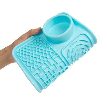 Dog Licking Mat Pet Licking Pad Suction Cup Licking Slow Feeding Mat Anti-Choking Slow Feeding Bowl