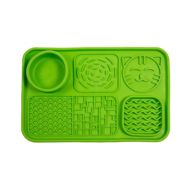 Dog Licking Mat Pet Licking Pad Suction Cup Licking Slow Feeding Mat Anti-Choking Slow Feeding Bowl