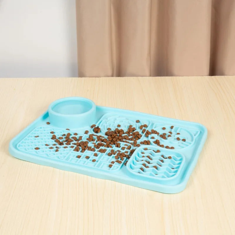 Dog Licking Mat Pet Licking Pad Suction Cup Licking Slow Feeding Mat Anti-Choking Slow Feeding Bowl